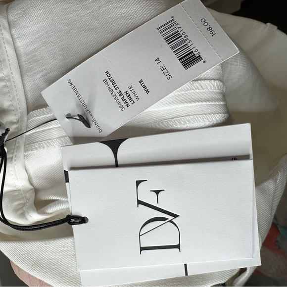 Diane Von Furstenberg Size 14 Naples Stretch‎ White Linen Shorts $198 NWT Beach - Picture 4 of 13